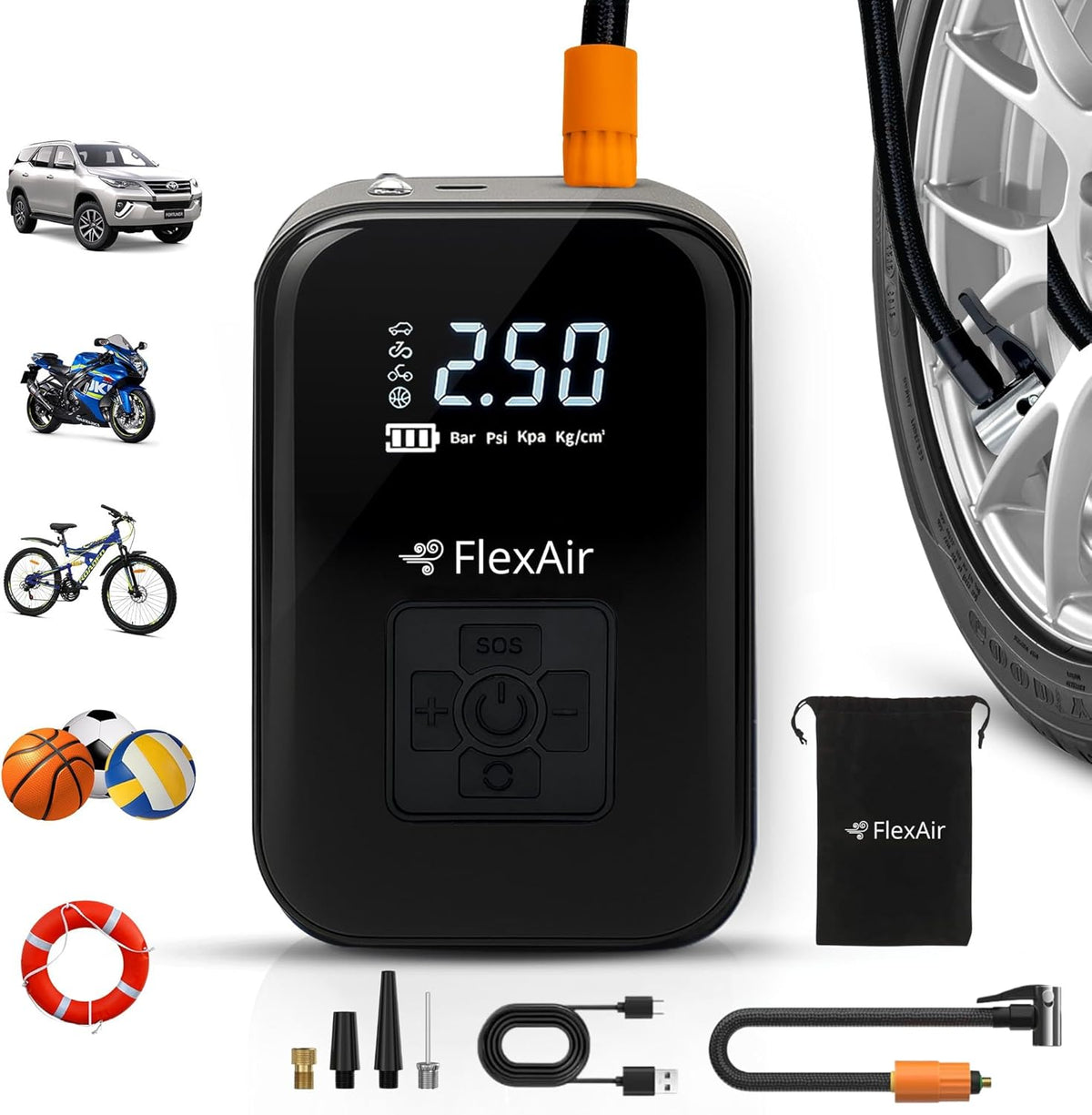 FlexAir – Gonfleur de pneus portable sans fil
