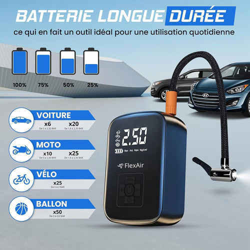 FlexAir – Gonfleur de pneus portable sans fil